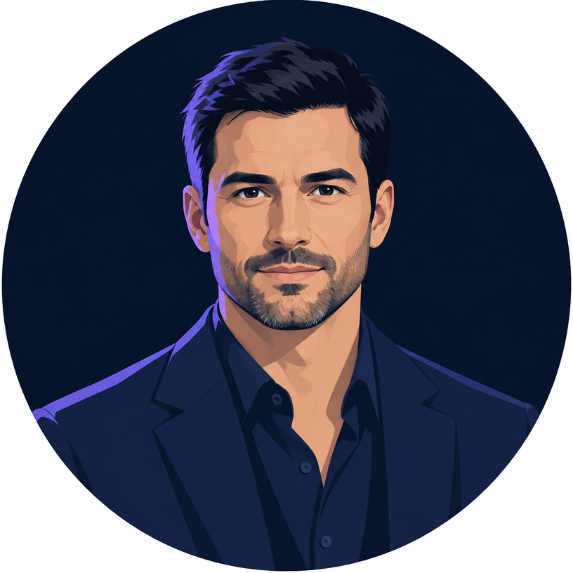 Illustrated portrait of Ali Faraz, CAIO of iBrands Group