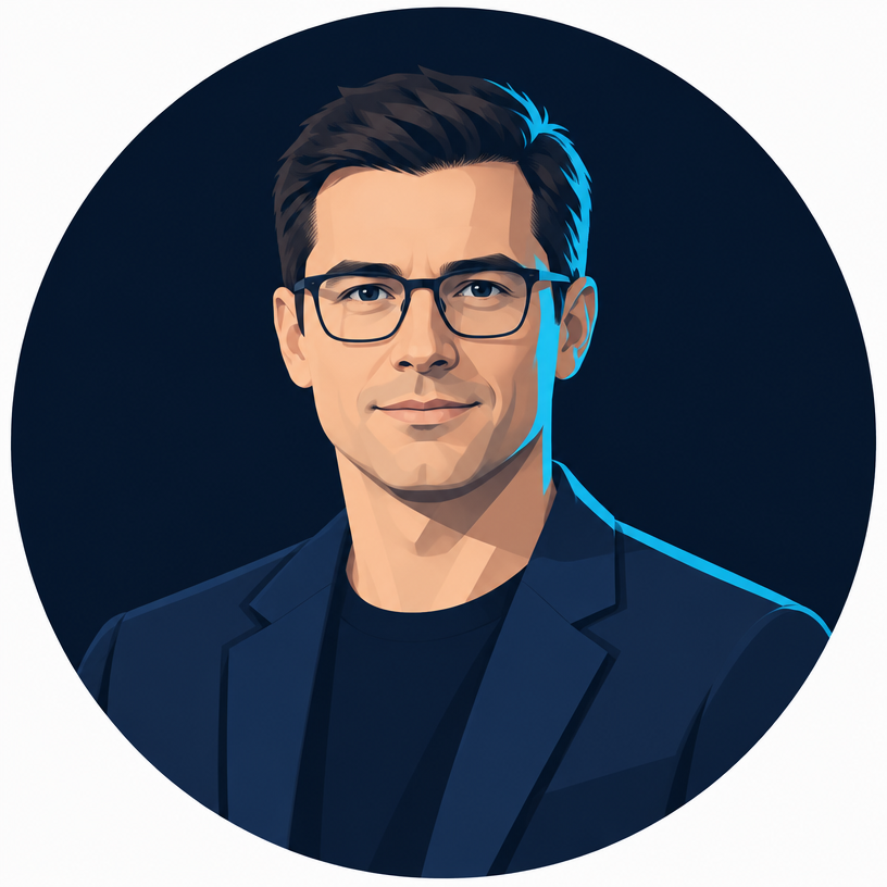 Illustrated portrait of Ammar Khalid, CTO of iBrands Group
