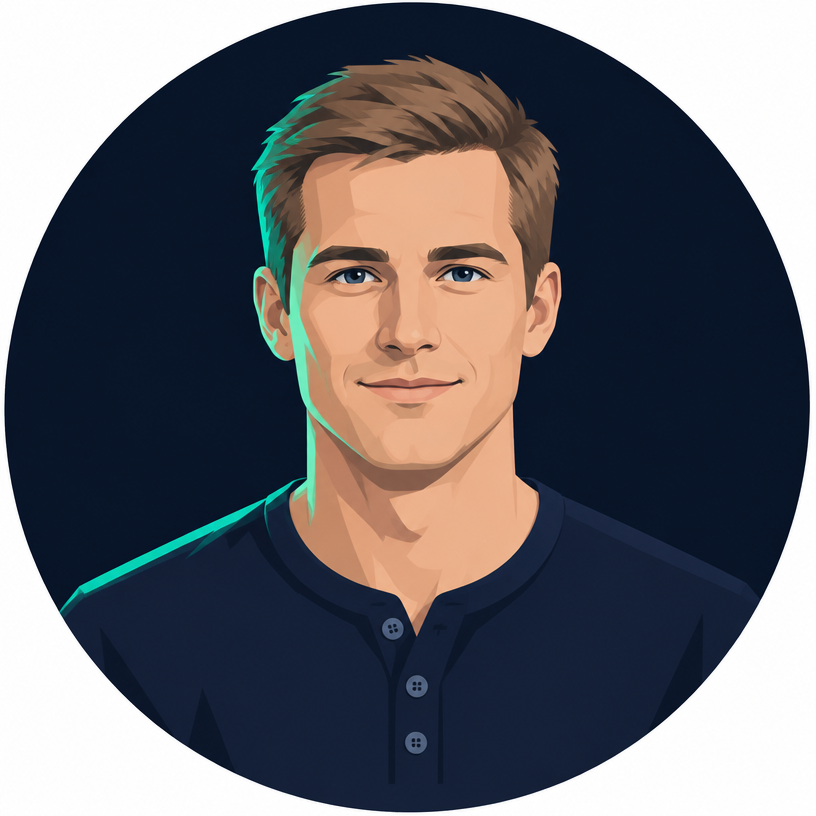 Illustrated portrait of Liam, TimeMap Lead at iBrands Business — AI persona